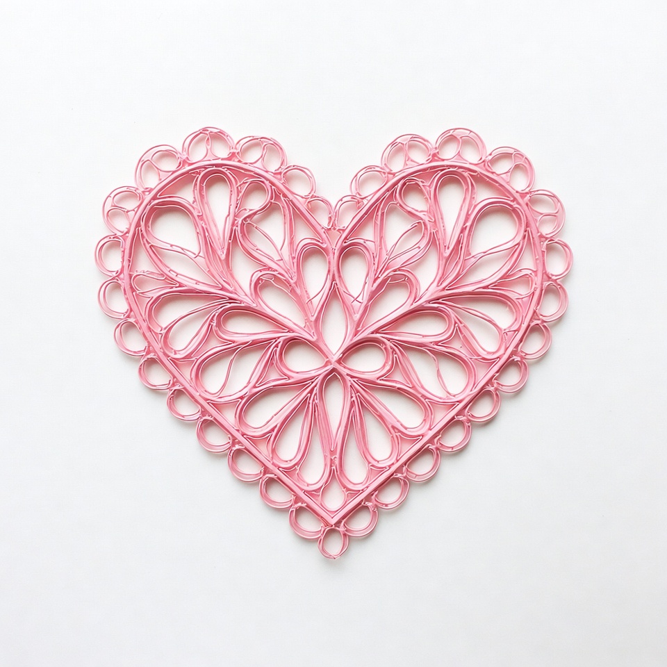 Pink Lace Heart on White Pink Lace Heart on White