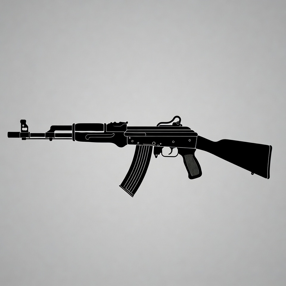 Black AK-47 Silhouette Illustration Black AK-47 Silhouette Illustration