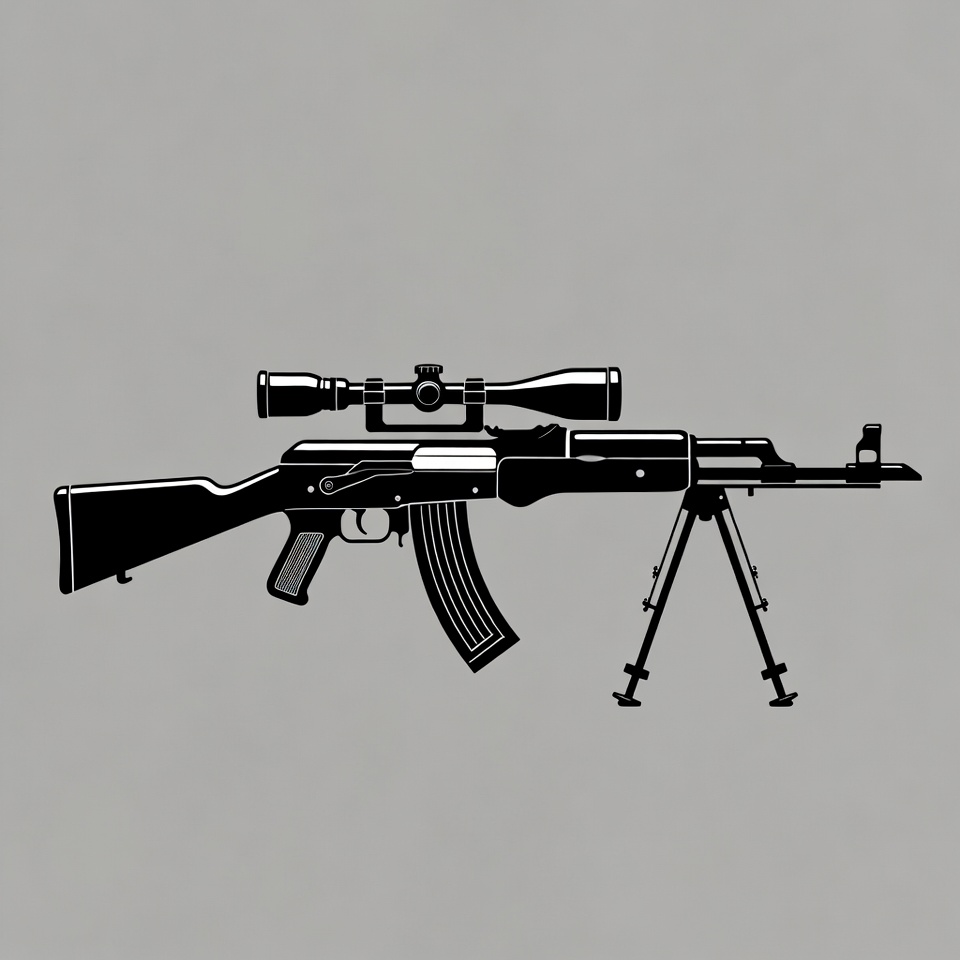 AK-47 Rifle with Scope and Bipod AK-47 Rifle with Scope and Bipod