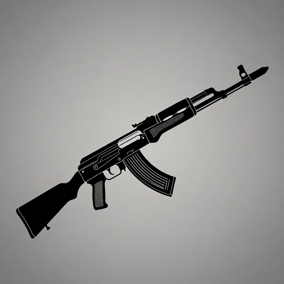 AK-47 Silhouette on Gray Background AK-47 Silhouette on Gray Background