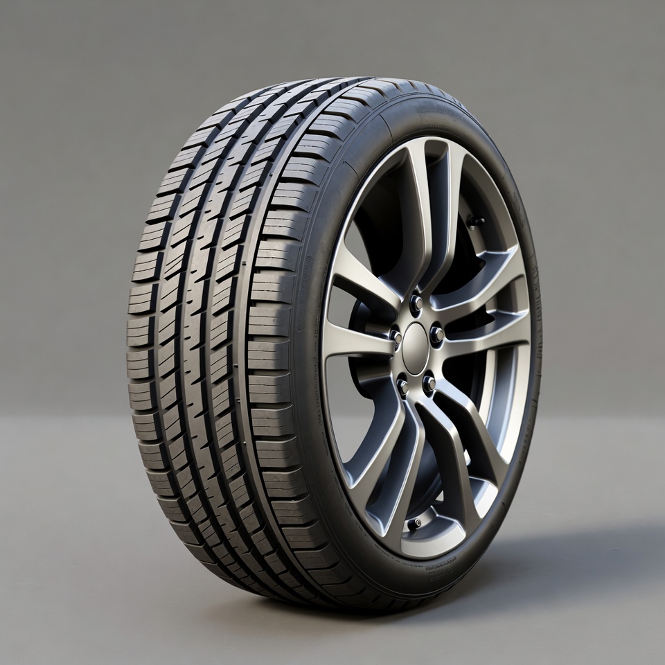 Car tire on alloy wheel Car tire on alloy wheel