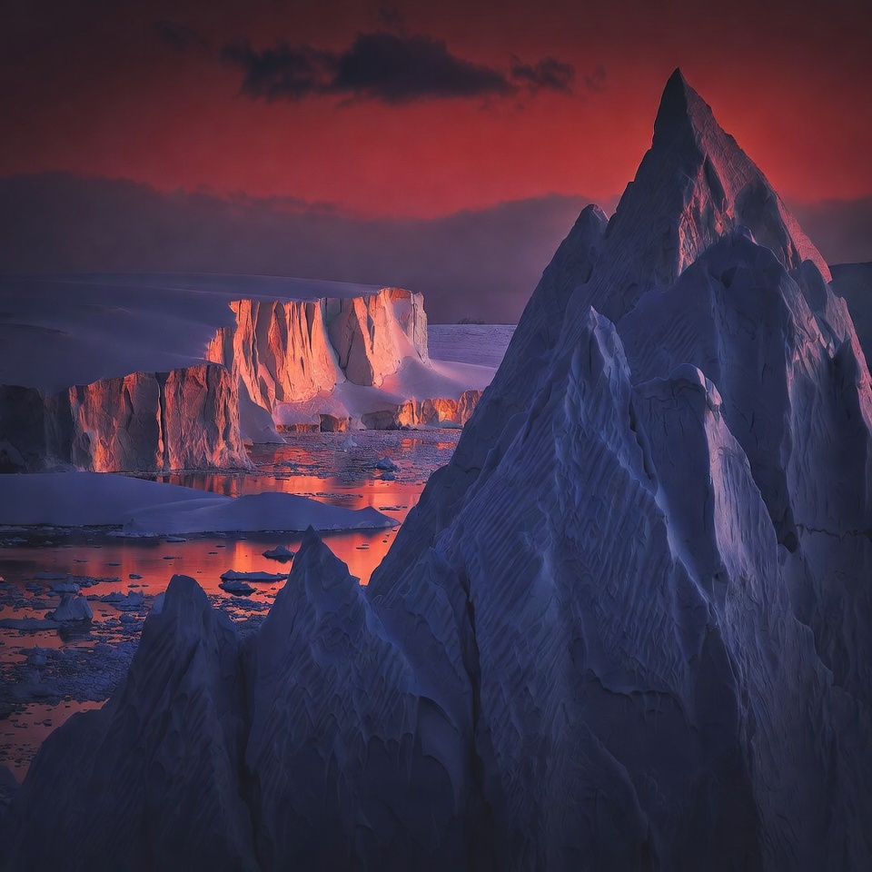 Iceberg at Red Sunset Iceberg at Red Sunset