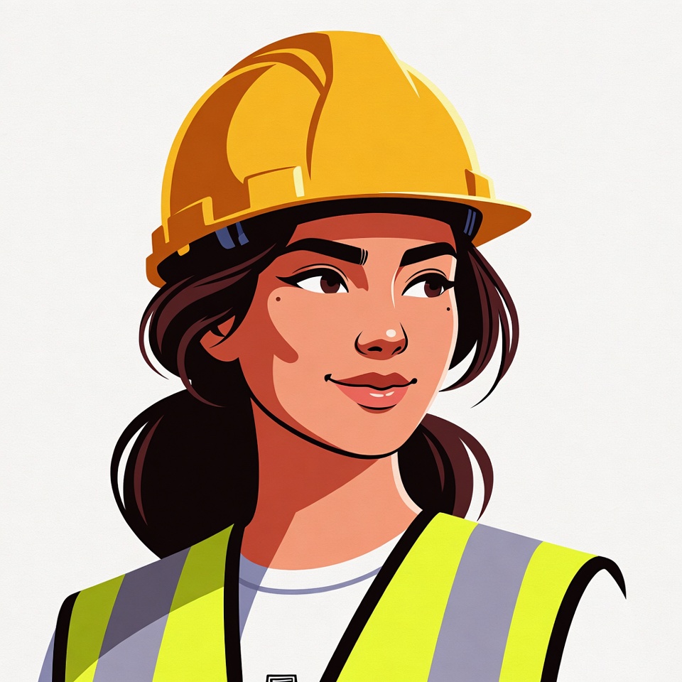 Latina woman in hard hat and vest Latina woman in hard hat and vest