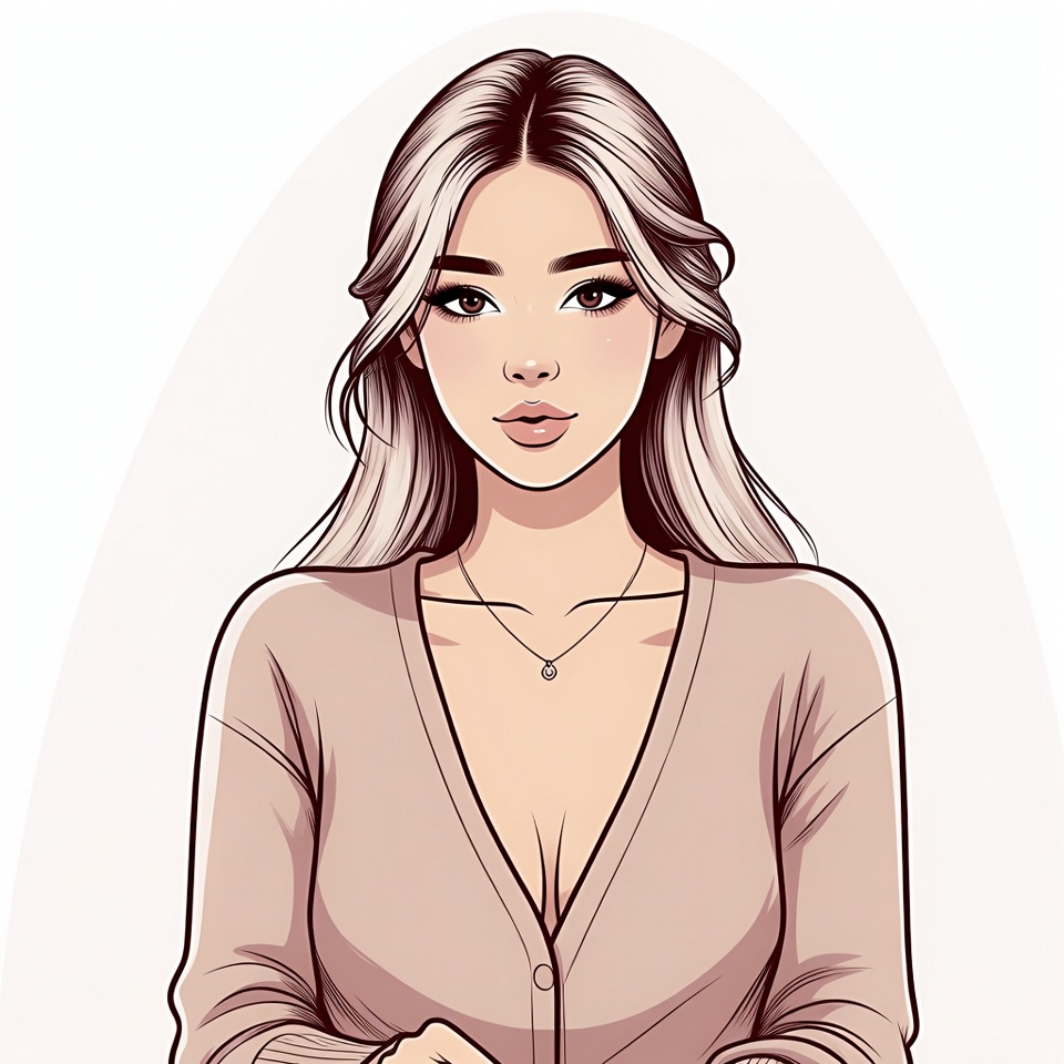 Beautiful Asian woman in beige cardigan Beautiful Asian woman in beige cardigan