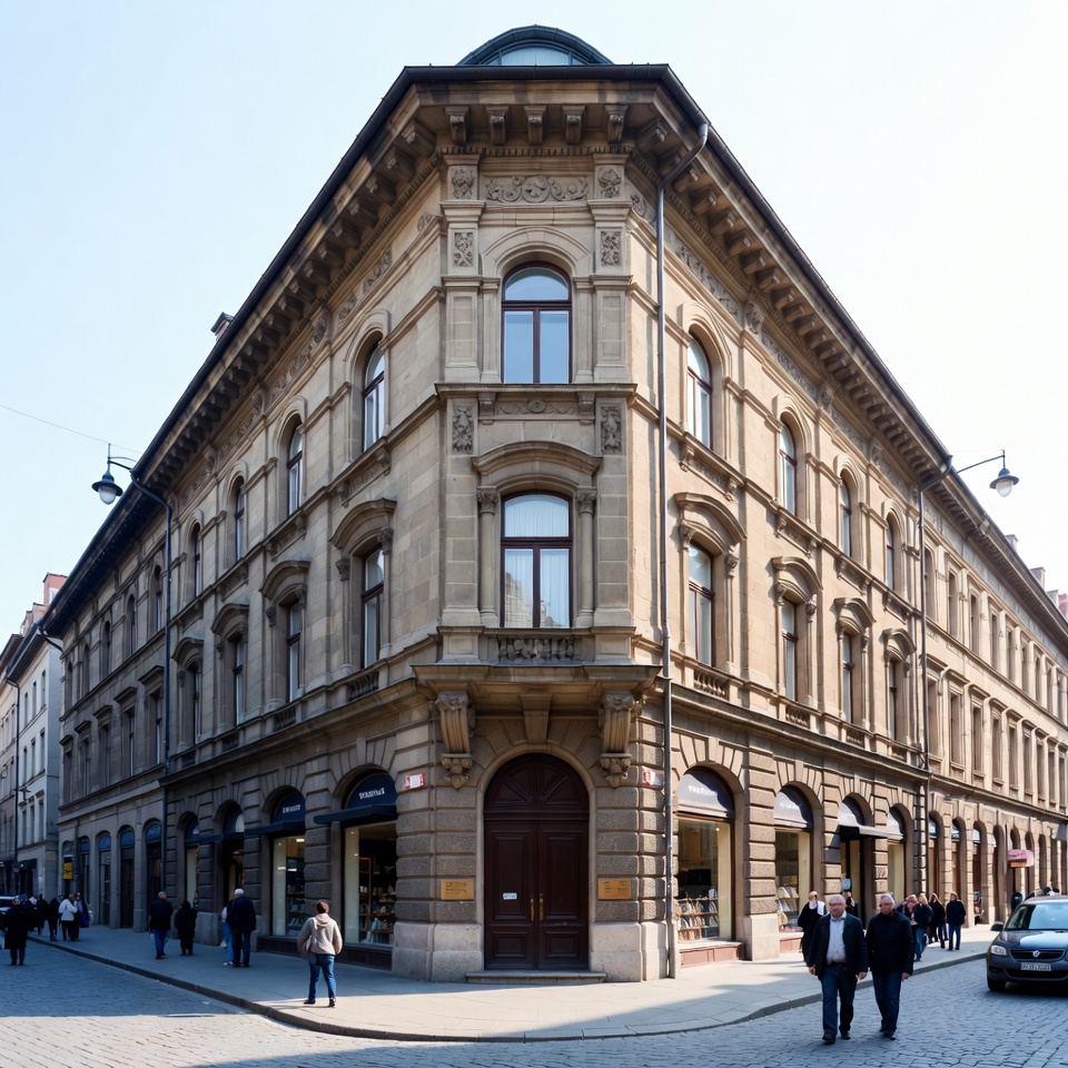 Ornate Corner Historic Building Street View Ornate Corner Historic Building Street View