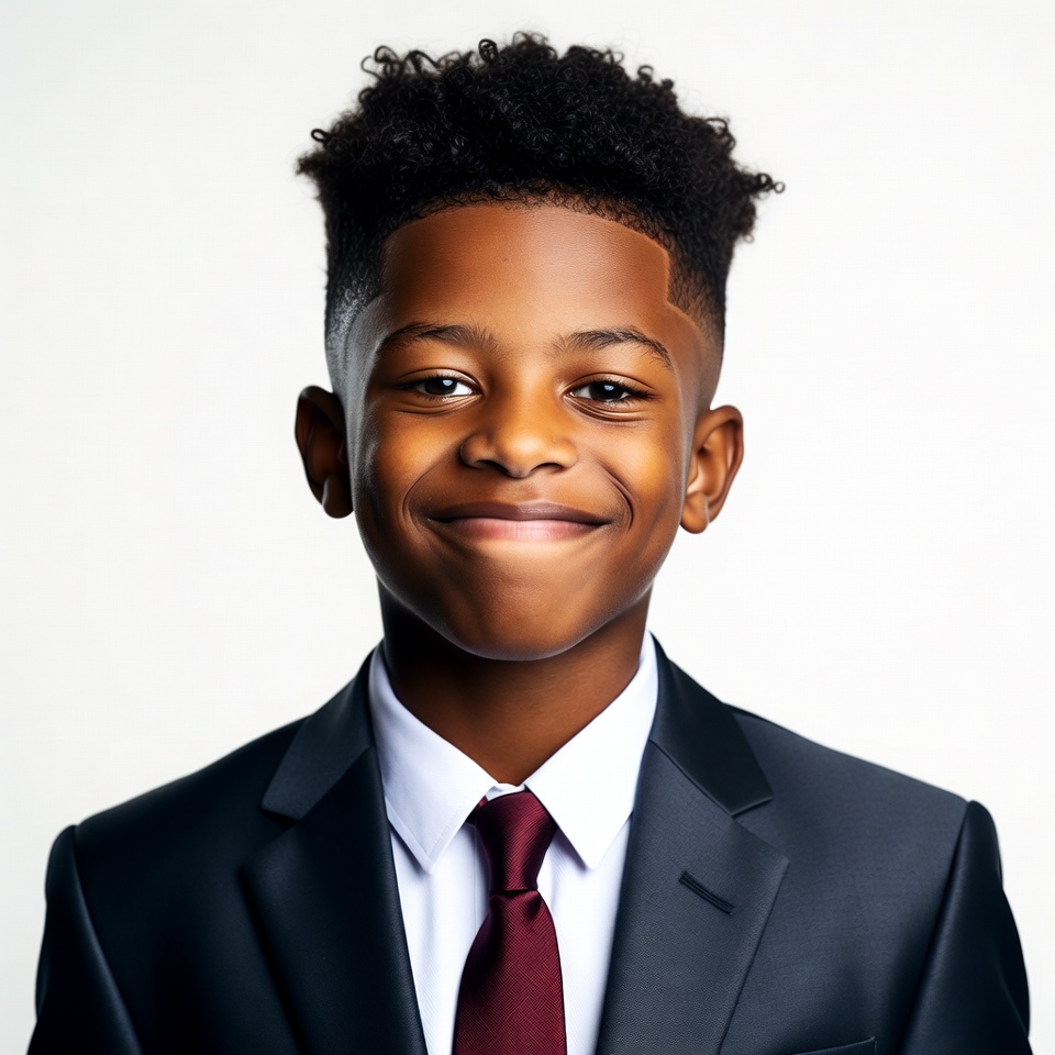 Smiling African-American boy in suit Smiling African-American boy in suit