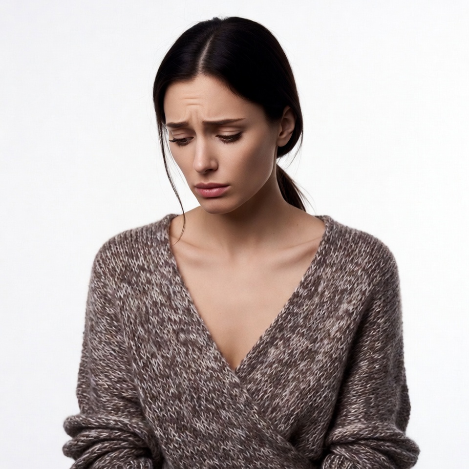 Sad woman with furrowed brow Sad woman with furrowed brow