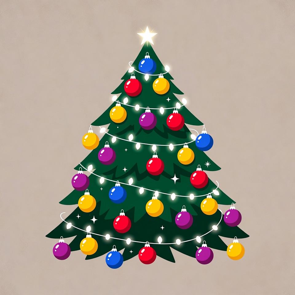 Colorful Christmas Tree Illustration Colorful Christmas Tree Illustration
