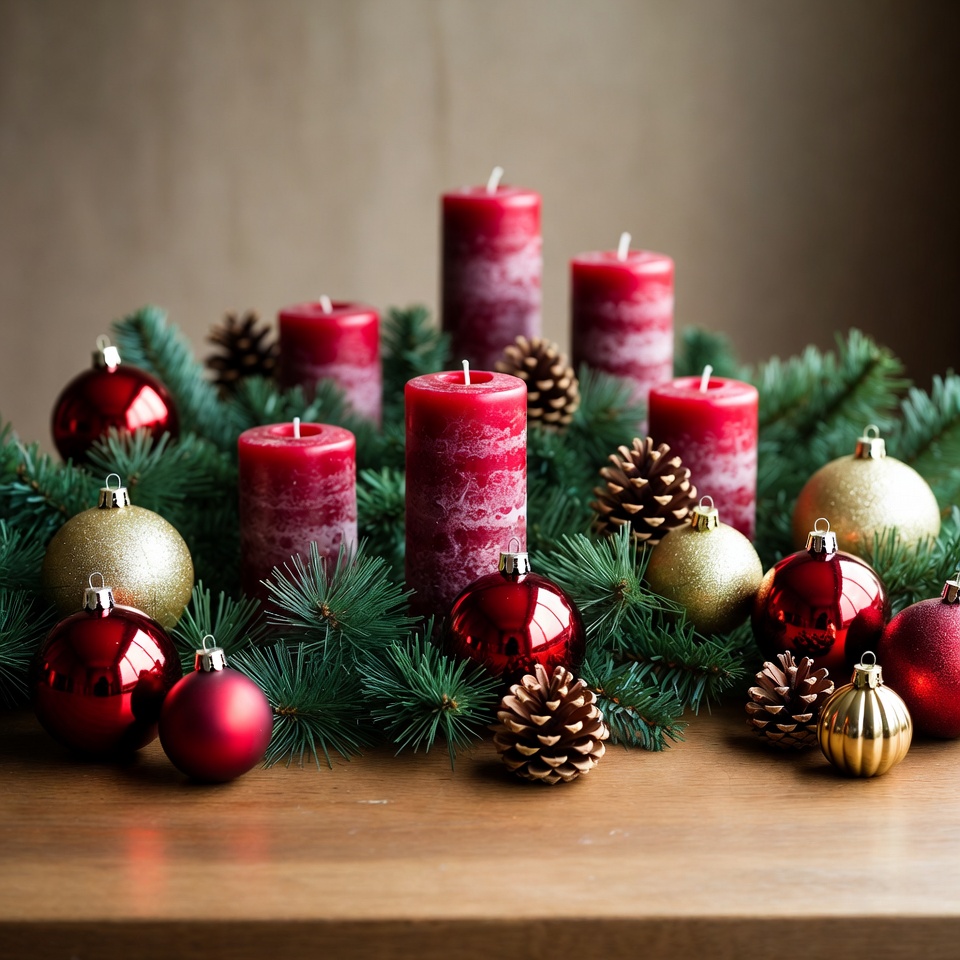Red Christmas Candle Wreath Red Christmas Candle Wreath