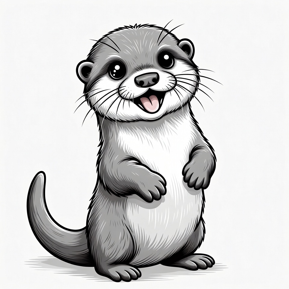 Cute baby otter illustration Cute baby otter illustration