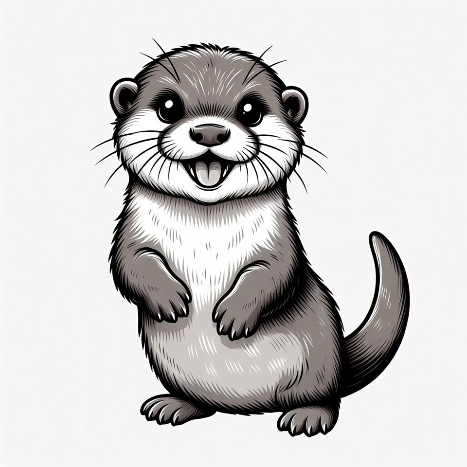 Cute smiling otter illustration Cute smiling otter illustration