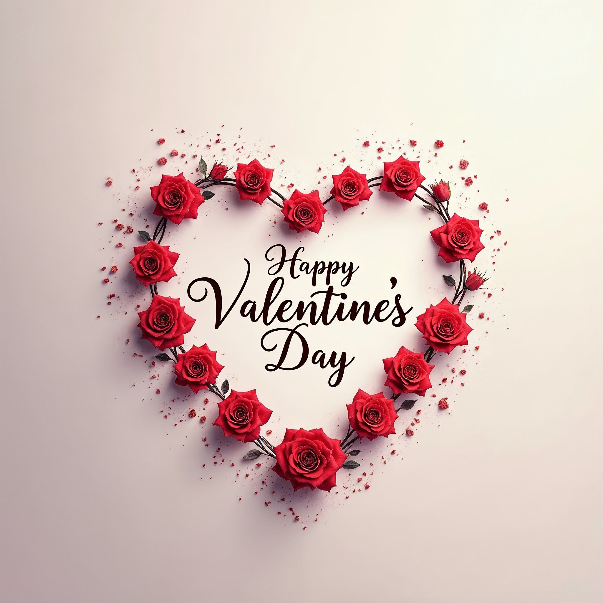 Red Roses Heart Happy Valentine's Day Red Roses Heart Happy Valentine's Day