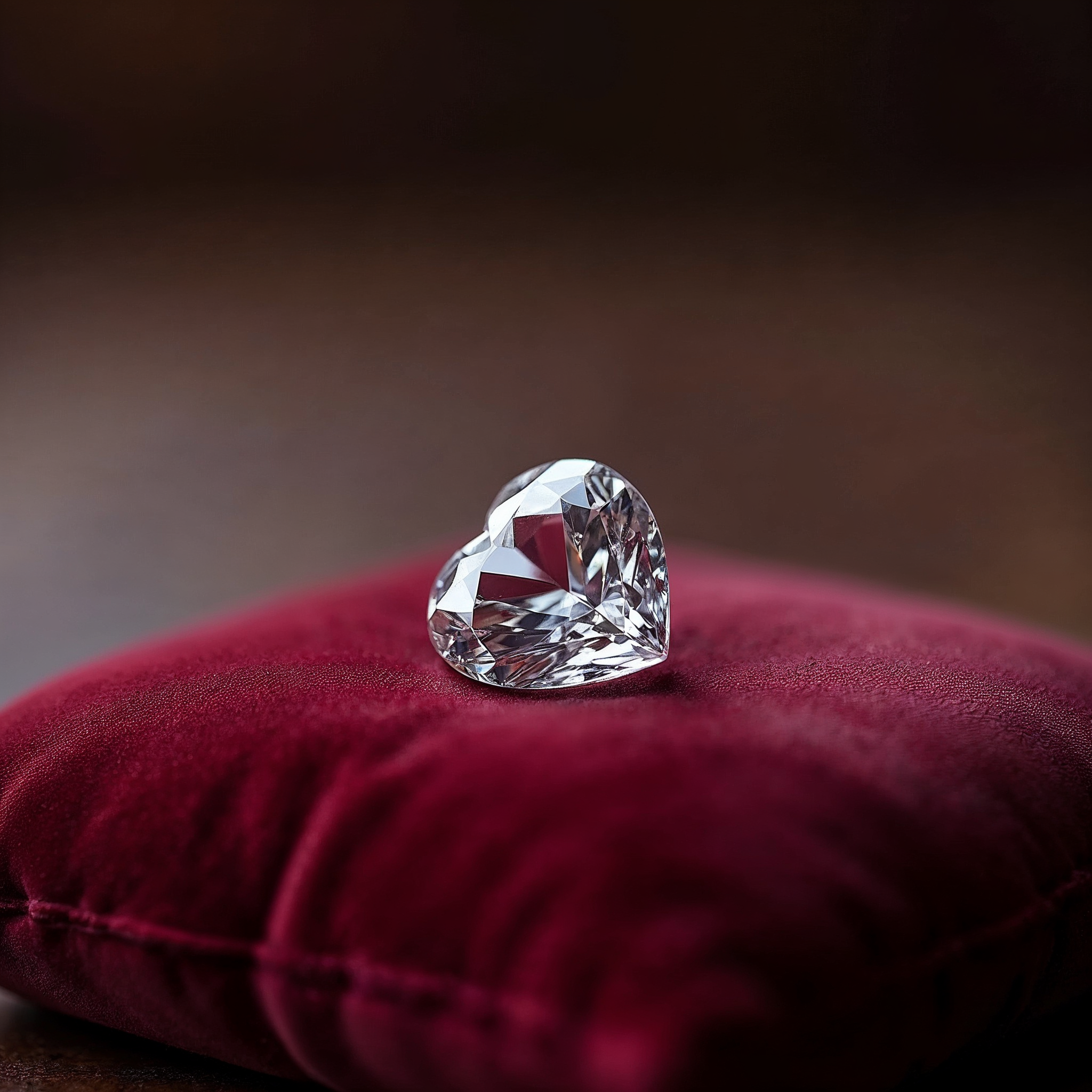 Heart-Shaped Diamond on Red Velvet Heart-Shaped Diamond on Red Velvet