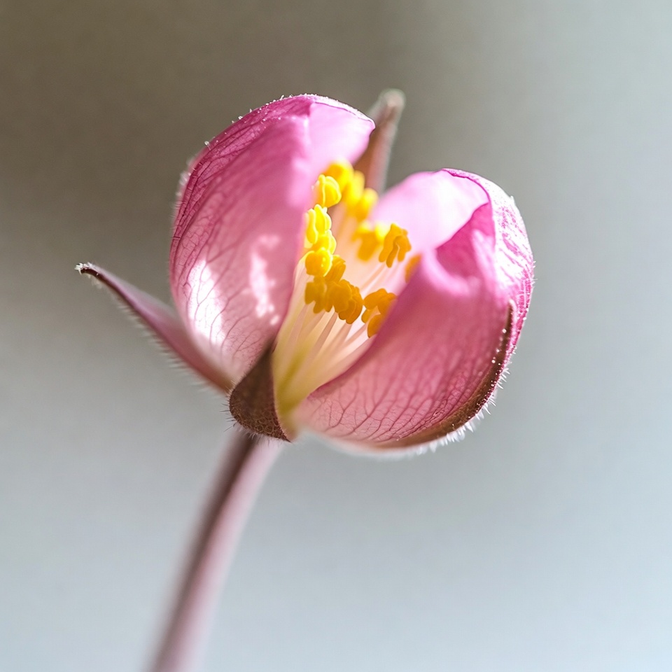 Pink flower with yellow stamens Pink flower with yellow stamens