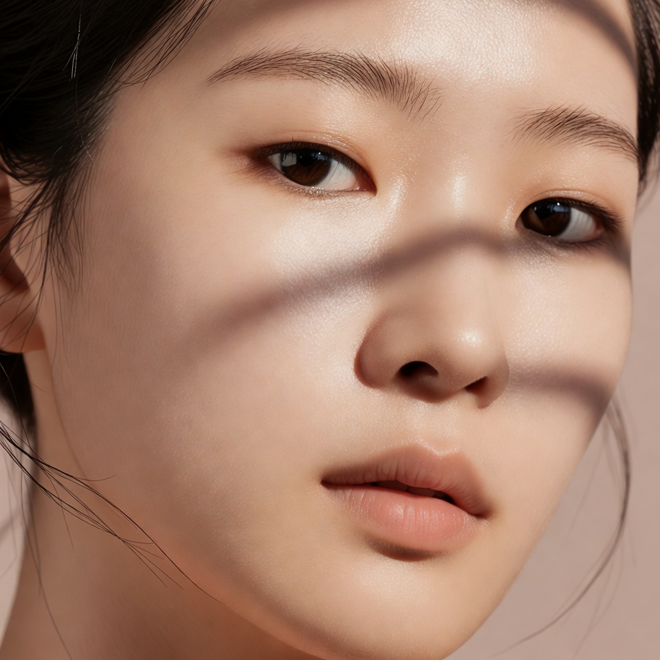 Asian woman with sunlight shadows Asian woman with sunlight shadows