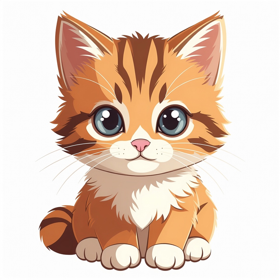 Cute orange tabby kitten illustration Cute orange tabby kitten illustration