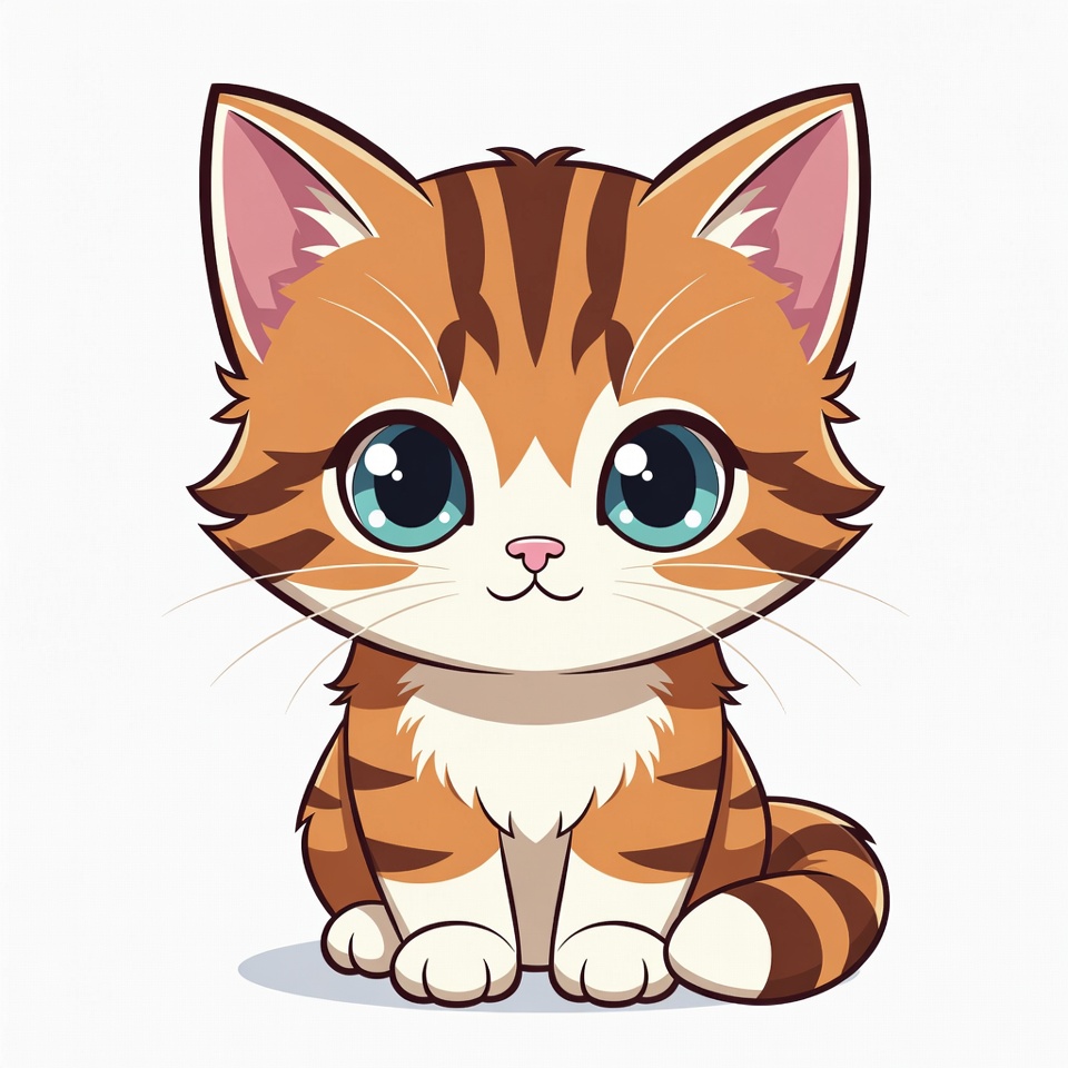 Cute orange tabby kitten illustration Cute orange tabby kitten illustration