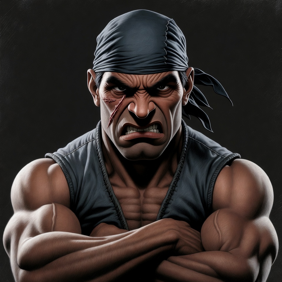 Muscular pirate man with scar Muscular pirate man with scar