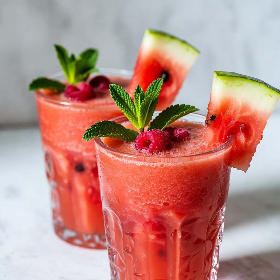 Watermelon Raspberry Smoothies with Mint Watermelon Raspberry Smoothies with Mint
