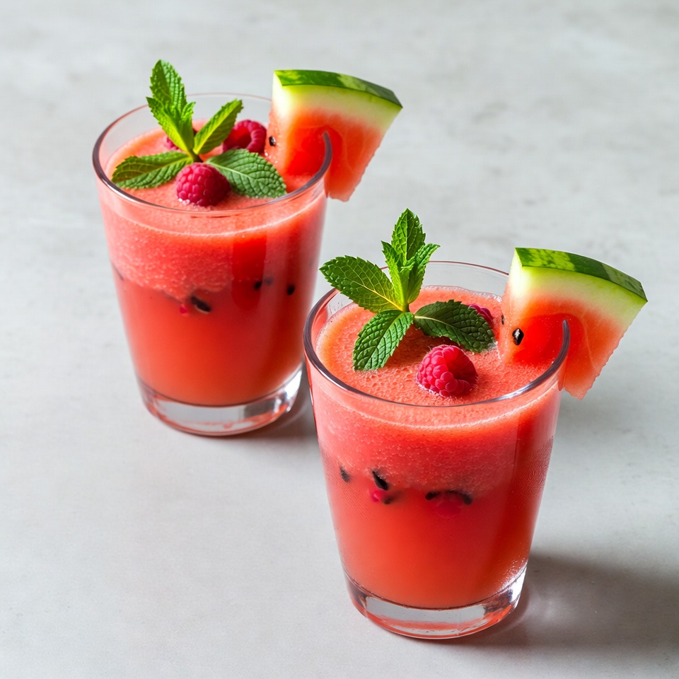 Watermelon Raspberry Smoothies with Mint Watermelon Raspberry Smoothies with Mint