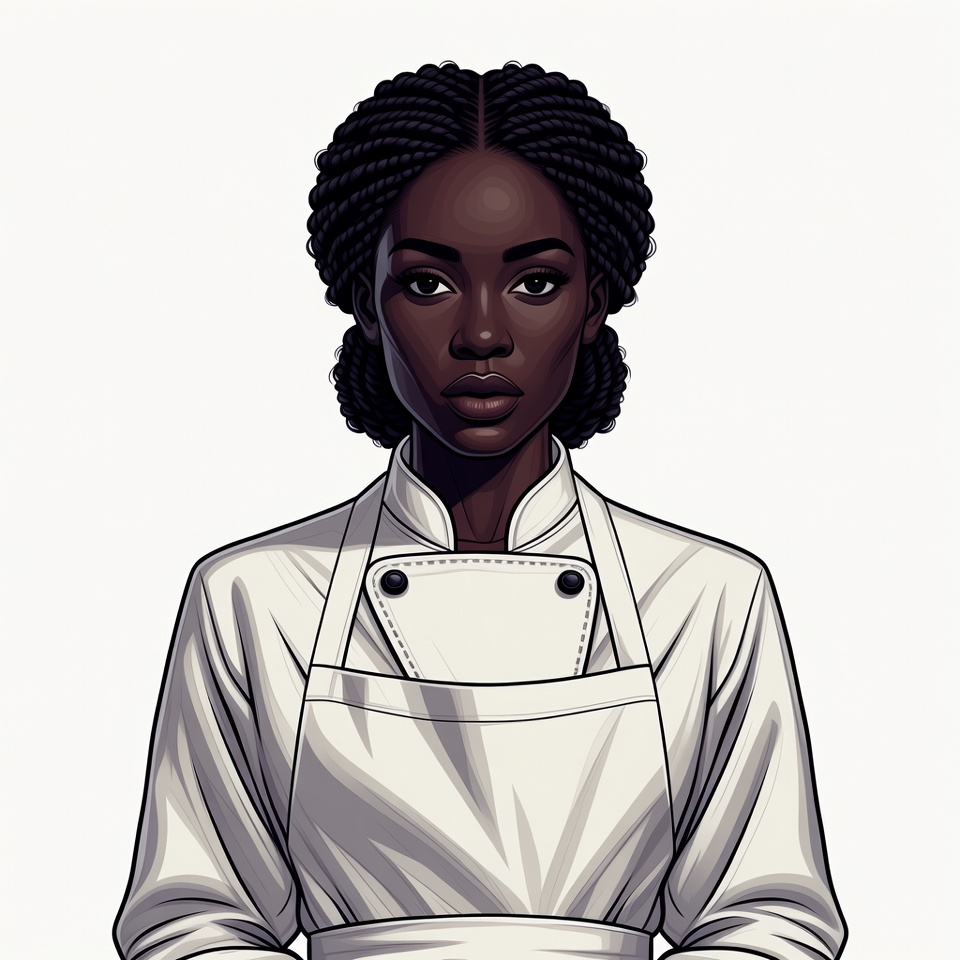 African-American woman in chef uniform African-American woman in chef uniform