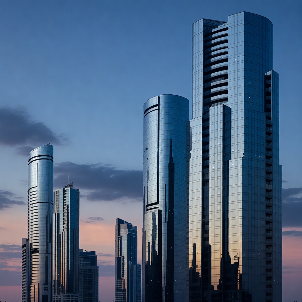 Modern Skyscrapers at Sunset Modern Skyscrapers at Sunset