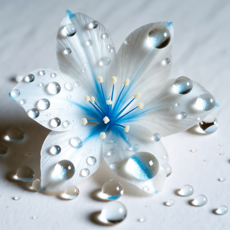 White Flower with Water Droplets White Flower with Water Droplets