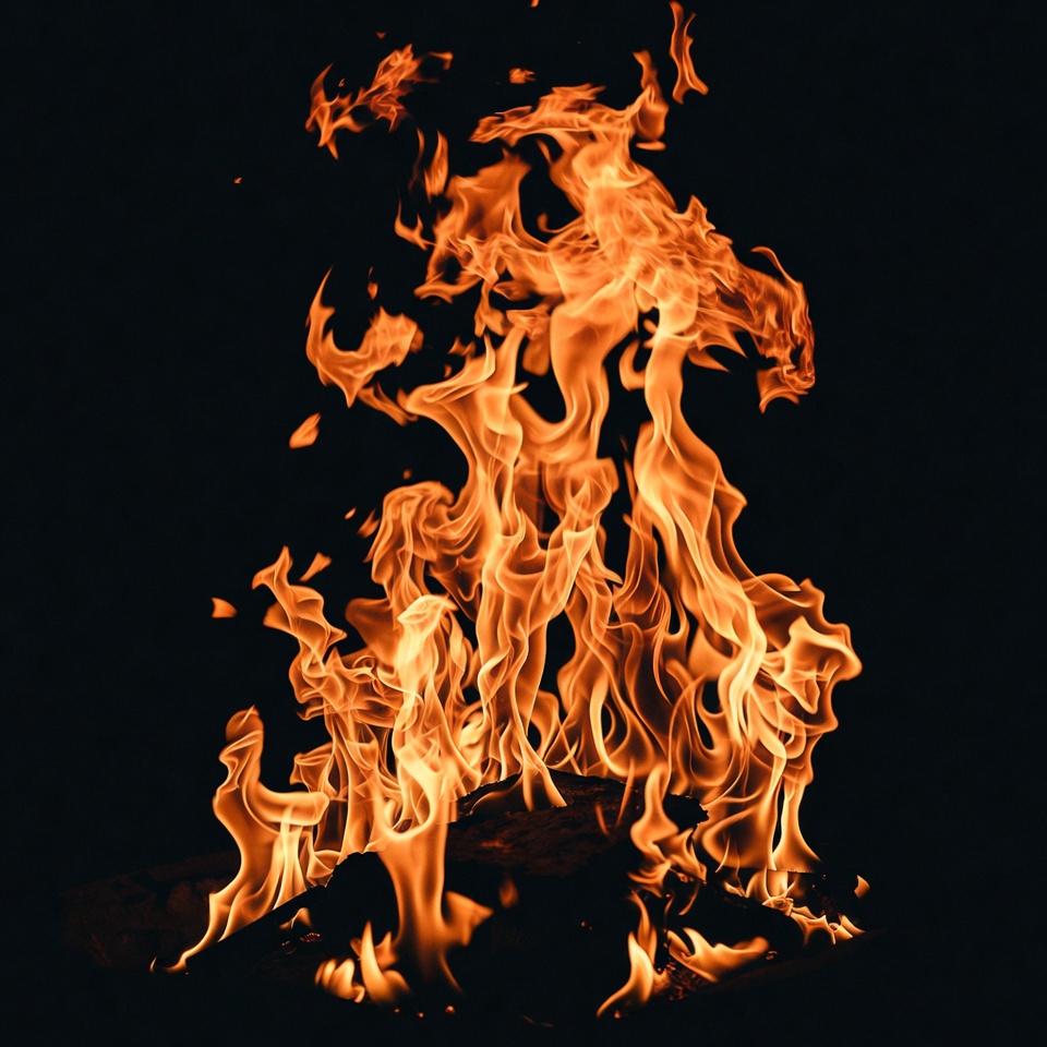 Vibrant flames on black background Vibrant flames on black background