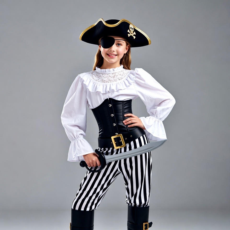 Girl in pirate costume with eyepatch Girl in pirate costume with eyepatch