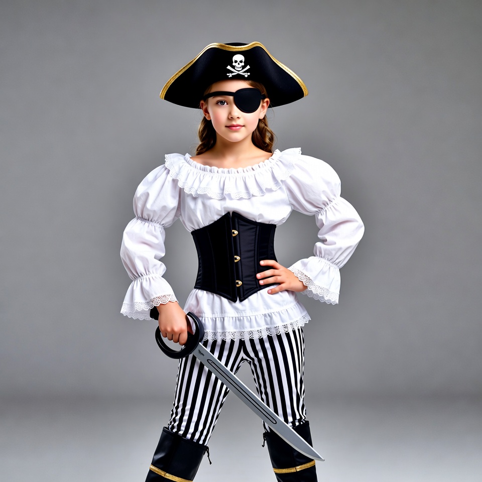 Girl in pirate costume with sword Girl in pirate costume with sword
