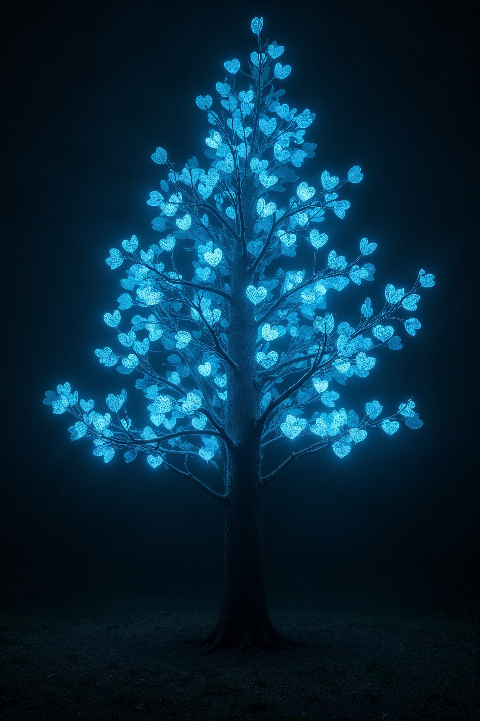 Glowing Blue Heart Tree Glowing Blue Heart Tree