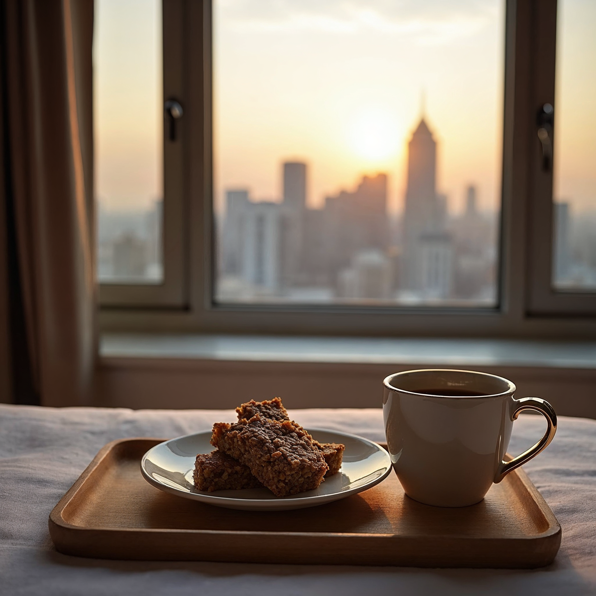 Coffee and Pastry by City Sunrise Window Coffee and Pastry by City Sunrise Window