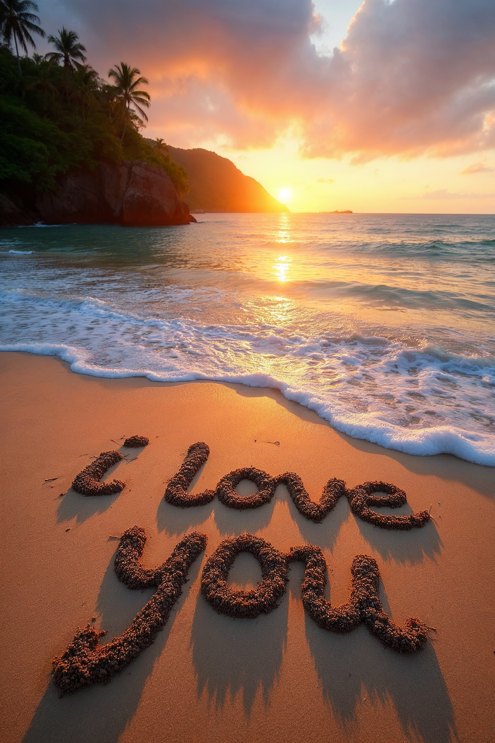 I Love You written on beach at sunset I Love You written on beach at sunset