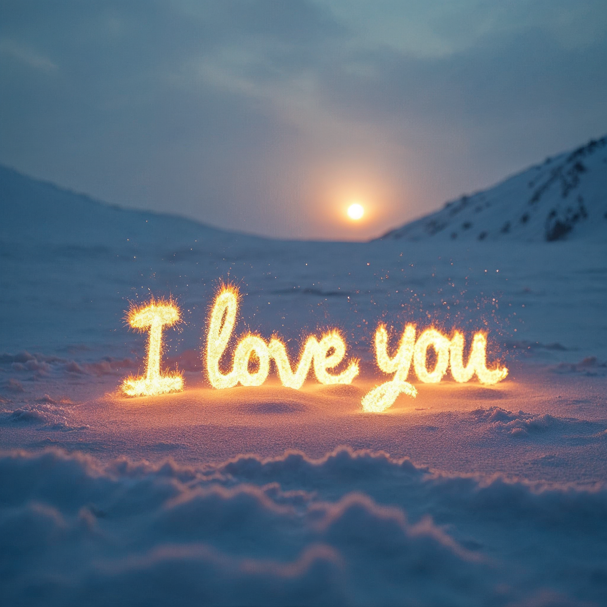 I Love You in Snow with Sunset I Love You in Snow with Sunset