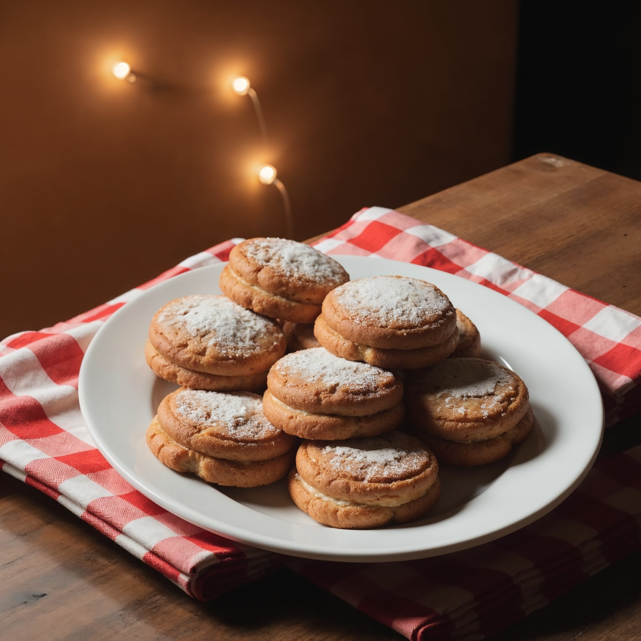 Powdered Sugar Cookies on Plate Powdered Sugar Cookies on Plate