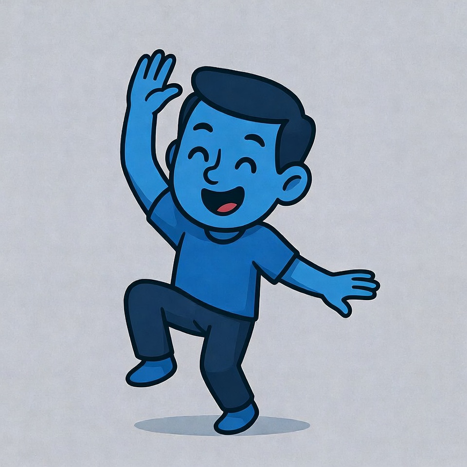 Cartoon man waving happily Cartoon man waving happily