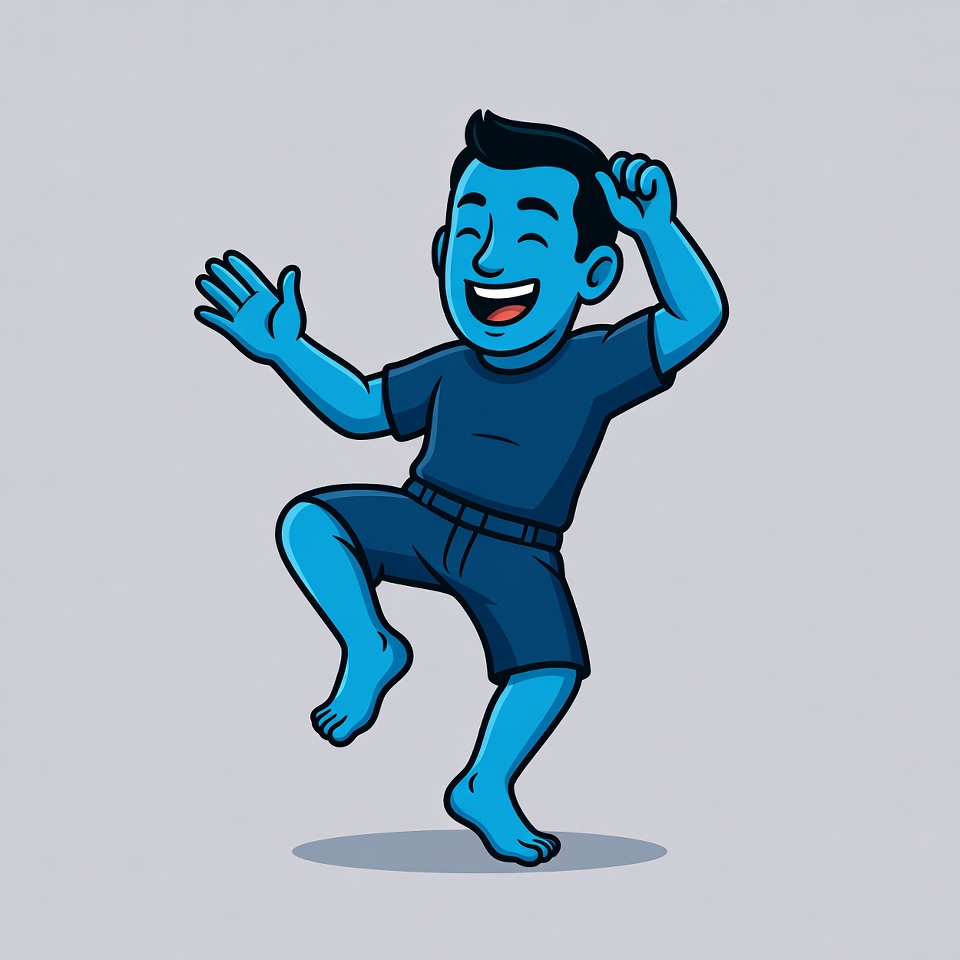 Cartoon man dancing happily Cartoon man dancing happily