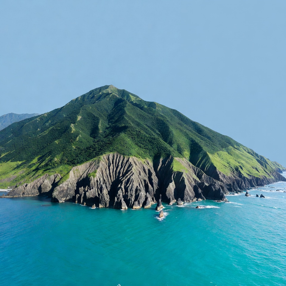 Green Mountain Island in Turquoise Ocean Green Mountain Island in Turquoise Ocean