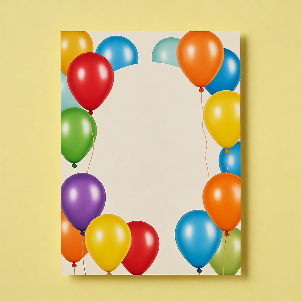 Colorful Balloons Around Blank Sign Colorful Balloons Around Blank Sign