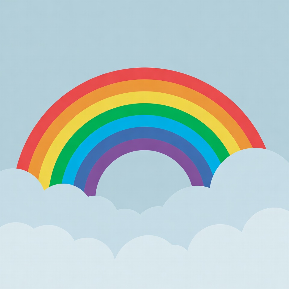 Colorful Rainbow Over Clouds Colorful Rainbow Over Clouds