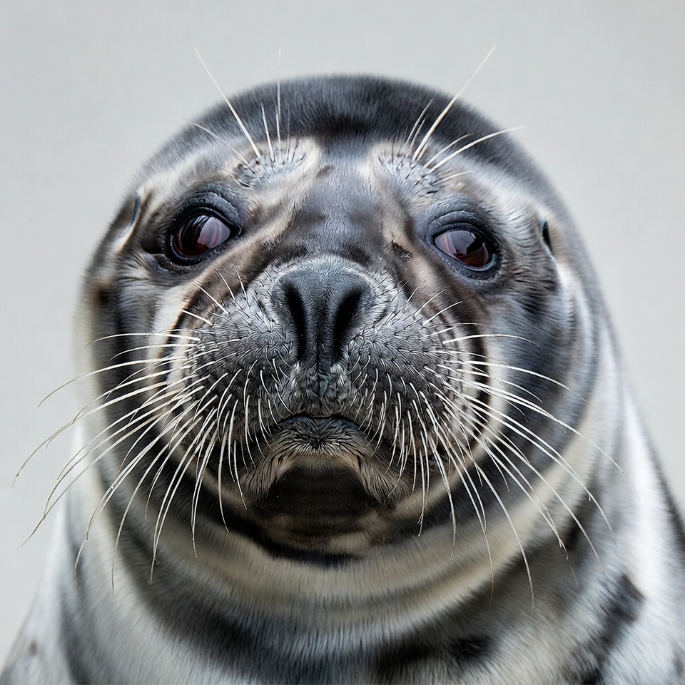 Close-up harbor seal face Close-up harbor seal face