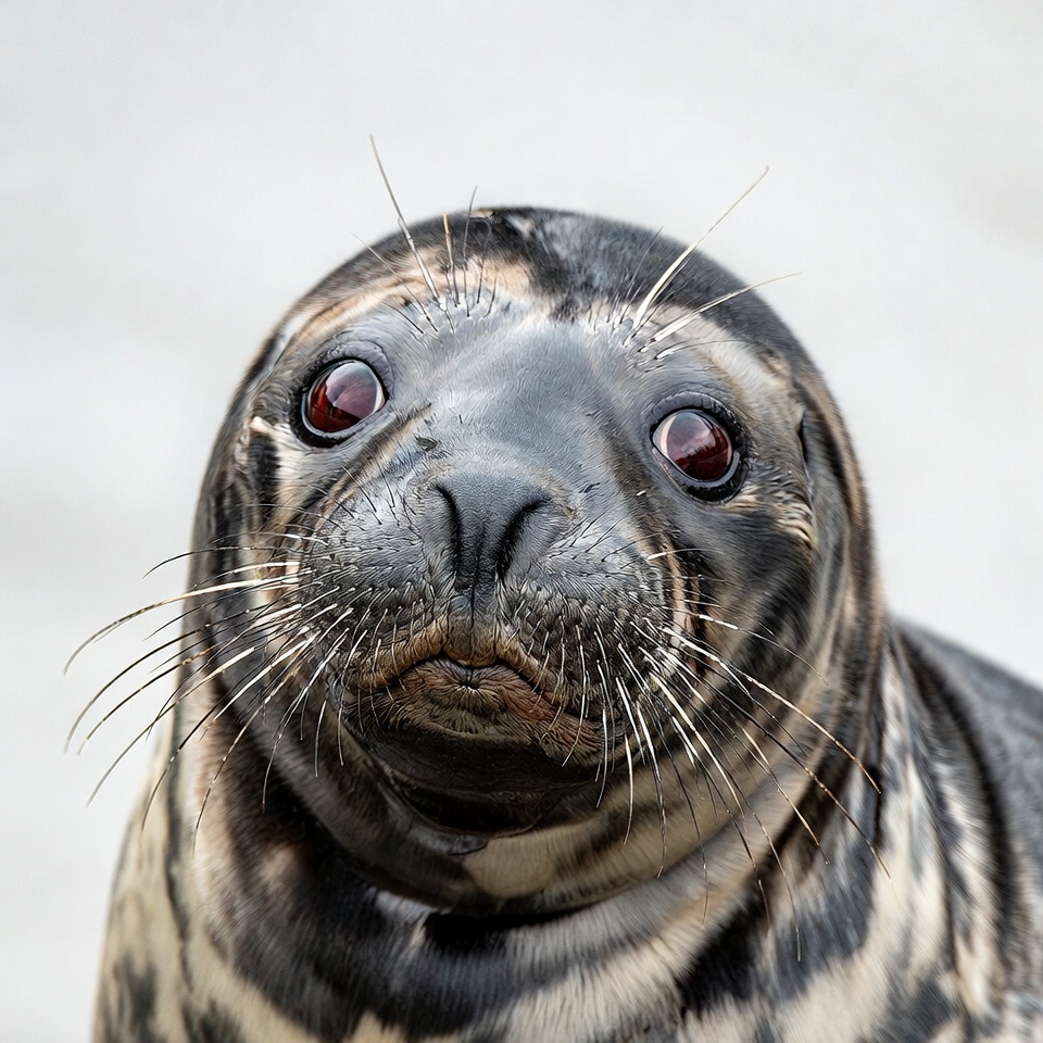 Close-up harbor seal face Close-up harbor seal face