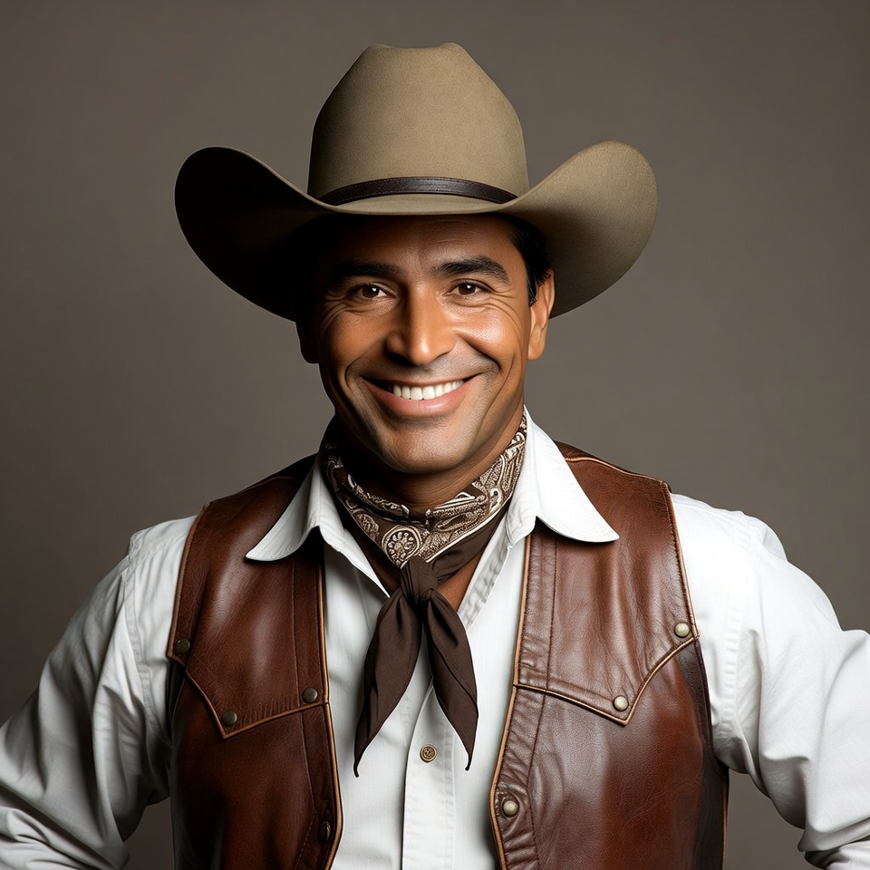 Smiling Latino cowboy in hat Smiling Latino cowboy in hat