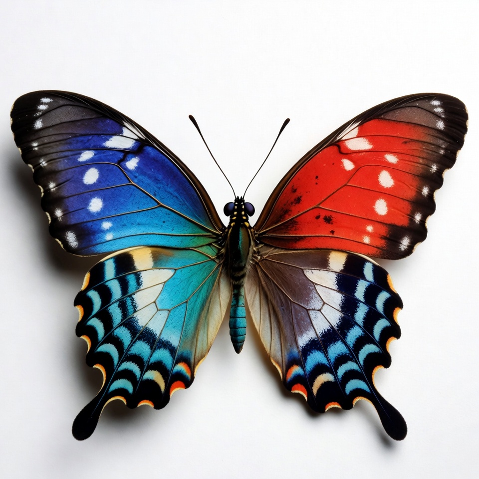 Colorful Blue Red Butterfly Wings Colorful Blue Red Butterfly Wings