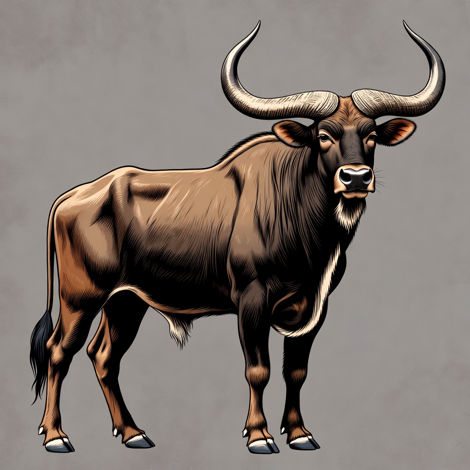 Buffalo with large horns standing Buffalo with large horns standing