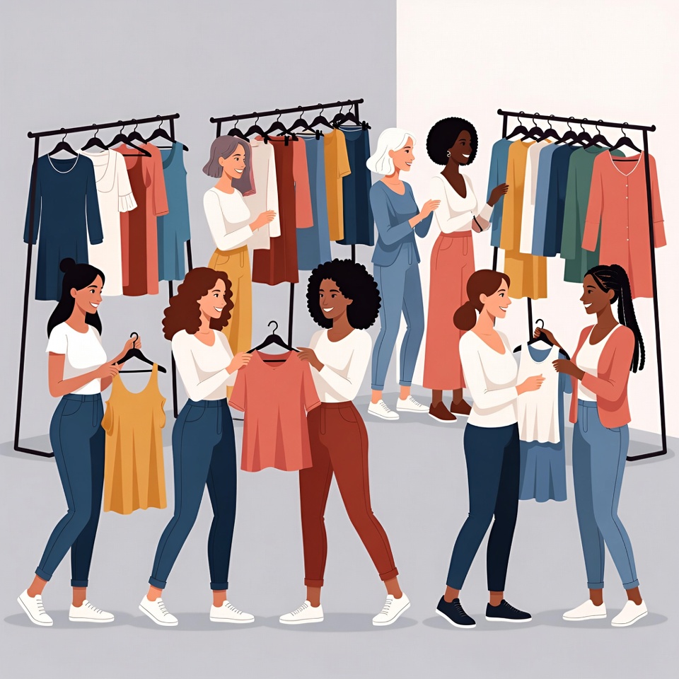 Women shopping for clothes in store Women shopping for clothes in store