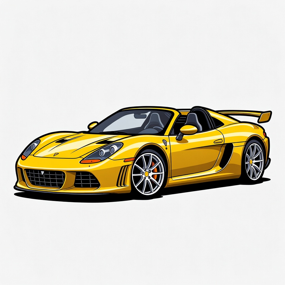 Yellow Porsche 918 Spyder illustration Yellow Porsche 918 Spyder illustration