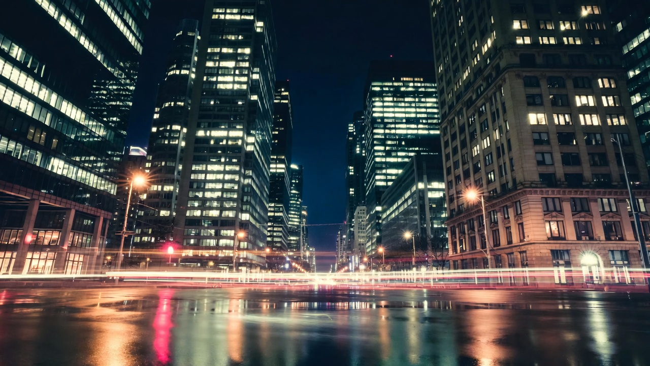 Rainy Night City Street Lights Rainy Night City Street Lights