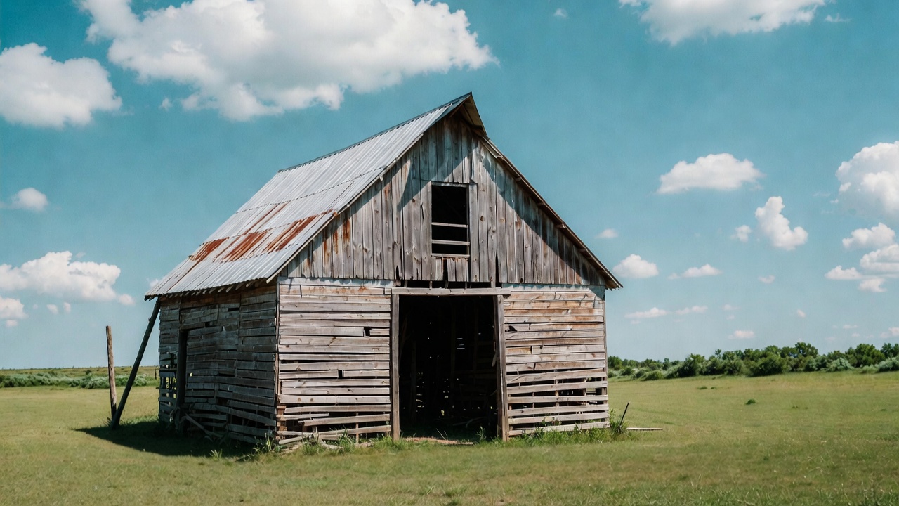 Rustic barn in green field Rustic barn in green field