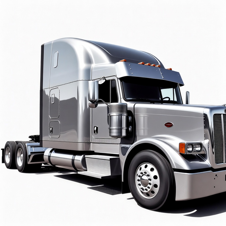 Silver Semi Truck on White Background Silver Semi Truck on White Background